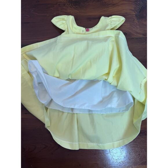 Smocked Yellow Short Sleeve Dress With Tie Little Girls Size 2 Lined - Picture 3 of 11